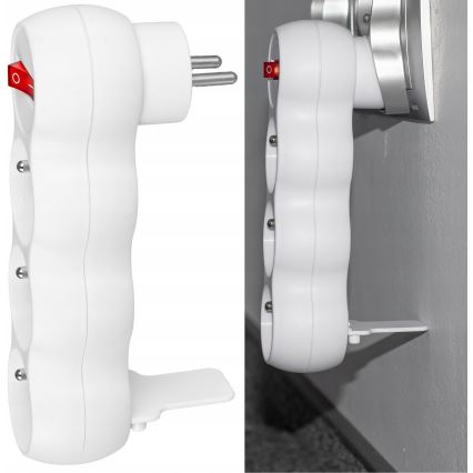 Stikdåse med afbryder, 3 udtag