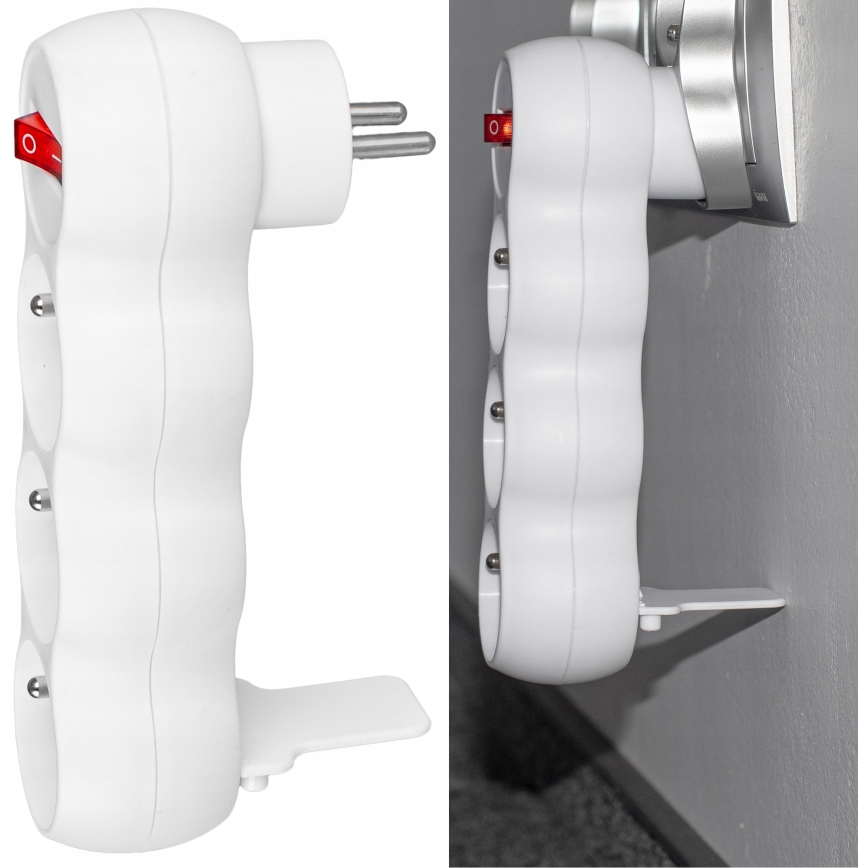 Stikdåse med afbryder, 3 udtag