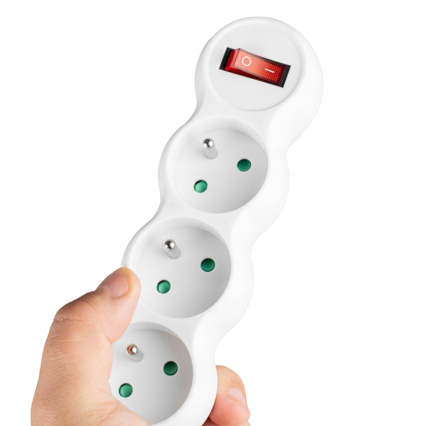 Stikdåse med afbryder, 3 udtag