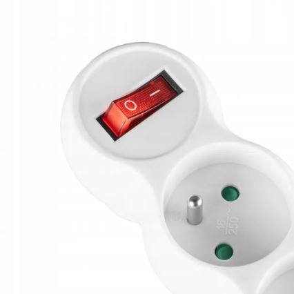 Stikdåse med afbryder, 3 udtag