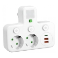 Stikdåse med afbryder og LED-belysning LINEA PRO 2x SCHUKO-stik + 3x USB (A/C) 4000 K hvid