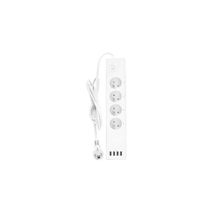 Stikdåse med afbryder SMART 1,8 m 4Z + 4xUSB Wi-Fi Tuya