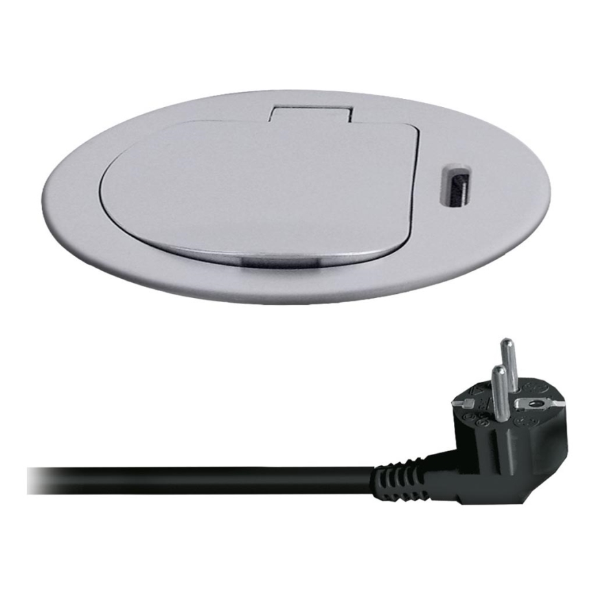 Stikdåse til bordplade 1x230V + USB-C Power Delivery sølvfarvet/sort