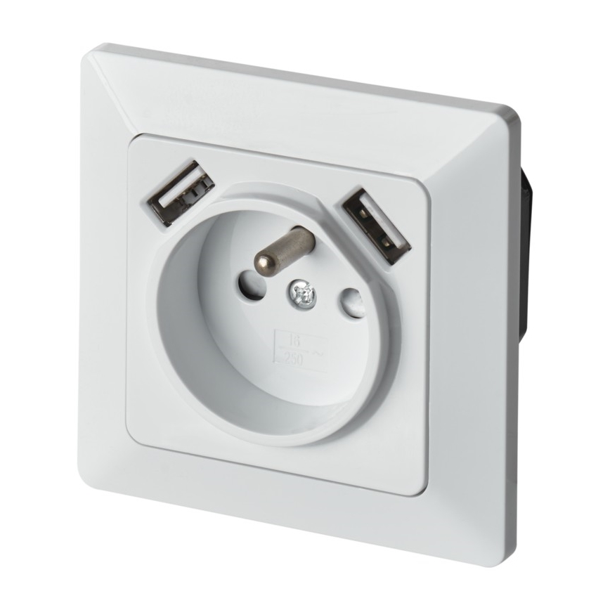 Stikkontakt med USB FRENCH 250V/16A