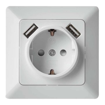 Stikkontakt med USB SCHUKO 250V/16A