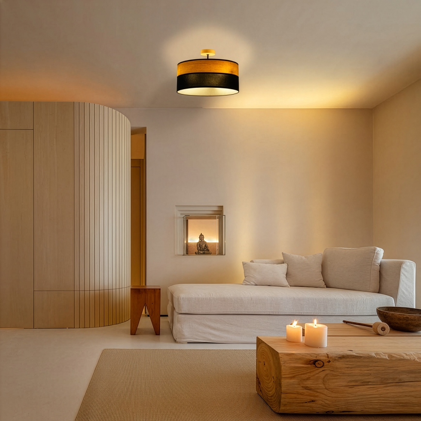 Stilren overflademonteret lysekrone ALBA 3xE27/15W/230V Ø 40 cm, sort/brun