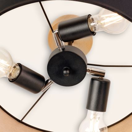 Stilren overflademonteret lysekrone ALBA 3xE27/15W/230V Ø 40 cm, sort/brun