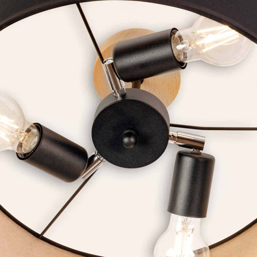 Stilren overflademonteret lysekrone ALBA 3xE27/15W/230V Ø 40 cm, sort/brun