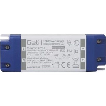 Strømforsyning til LED strips 18W/12V IP20