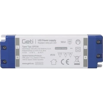 Strømforsyning til LED strips 30W/12V IP20