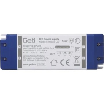 Strømforsyning til LED strips 60W/12V IP20