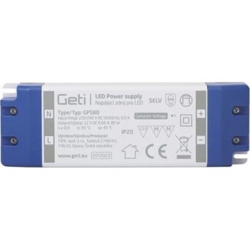 Strømforsyning til LED strips 80W/12V IP20