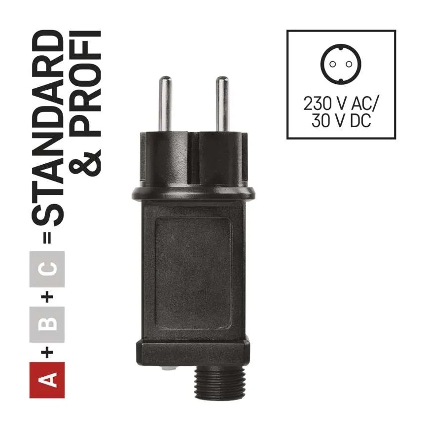 Strømforsyning til sammenkædet julebelysning 230V IP44