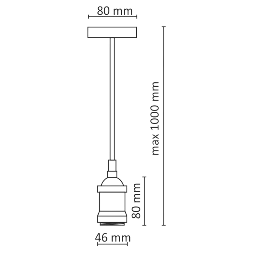 Strømkabel 1xE27/20W/230V skinnende krom