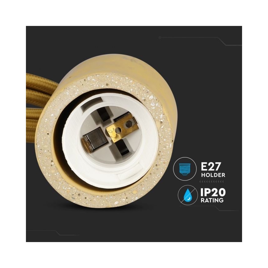 Strømkabel 1xE27/60W/230V beton/beige