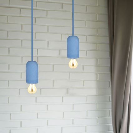 Strømkabel 1xE27/60W/230V beton/blå