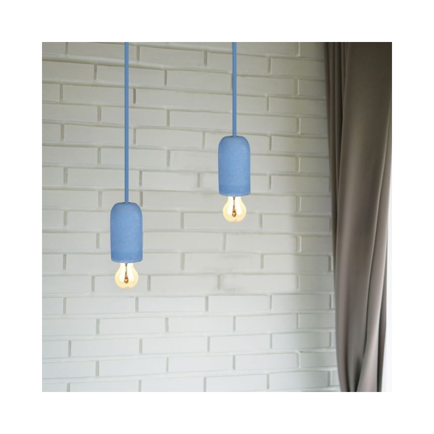 Strømkabel 1xE27/60W/230V beton/blå