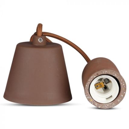 Strømkabel 1xE27/60W/230V beton/brun