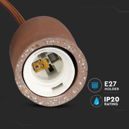 Strømkabel 1xE27/60W/230V beton/brun