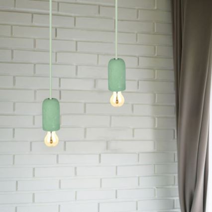 Strømkabel 1xE27/60W/230V beton/grøn