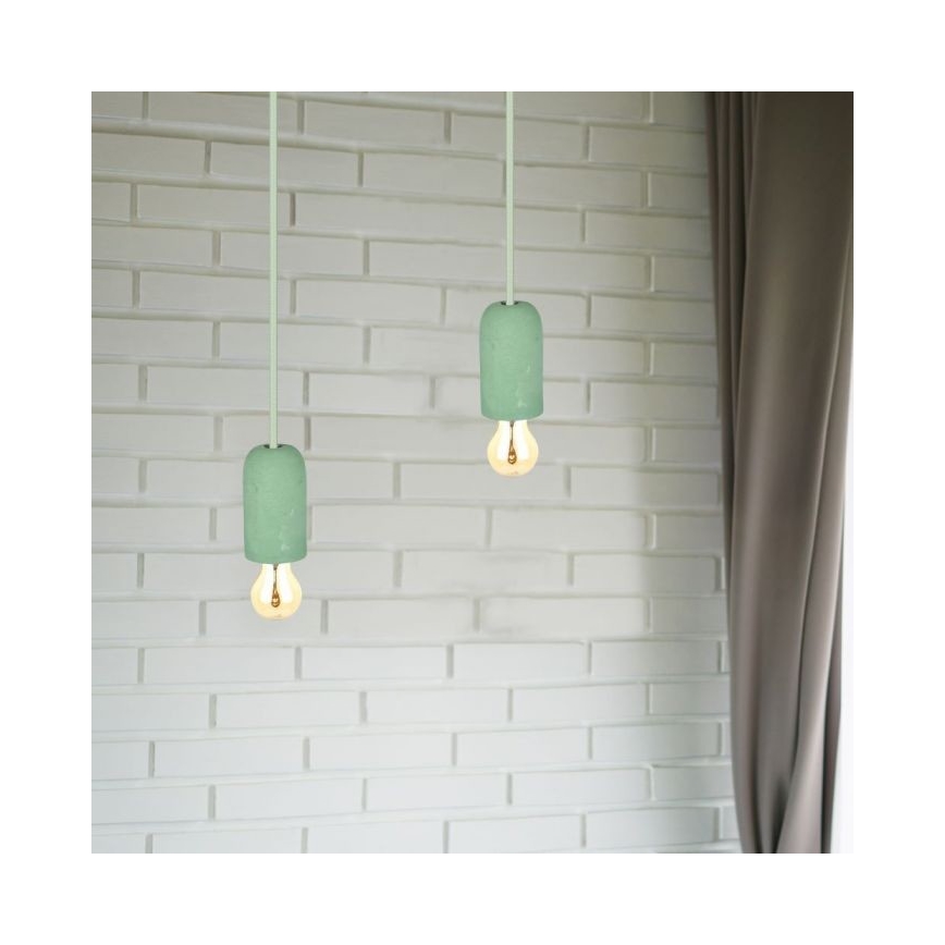 Strømkabel 1xE27/60W/230V beton/grøn