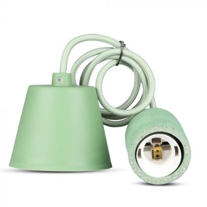 Strømkabel 1xE27/60W/230V beton/grøn