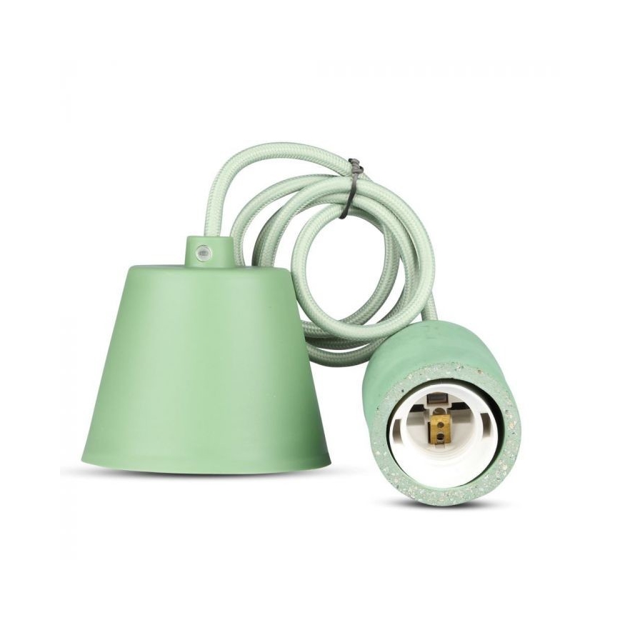 Strømkabel 1xE27/60W/230V beton/grøn