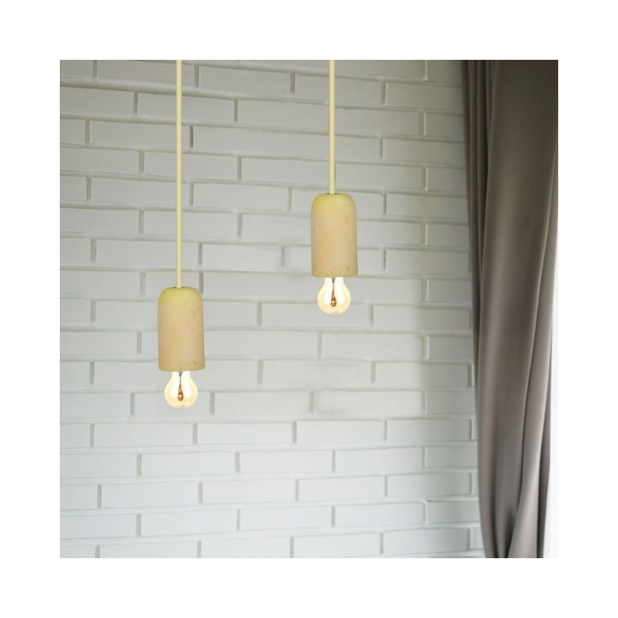 Strømkabel 1xE27/60W/230V beton/gul