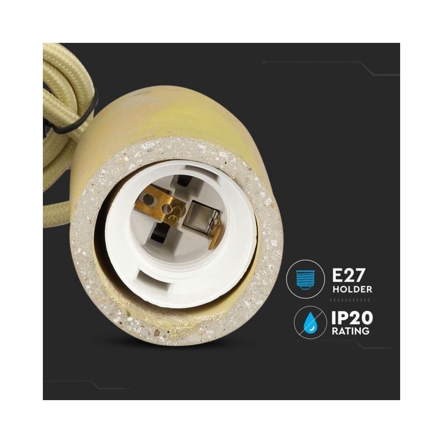 Strømkabel 1xE27/60W/230V beton/gul