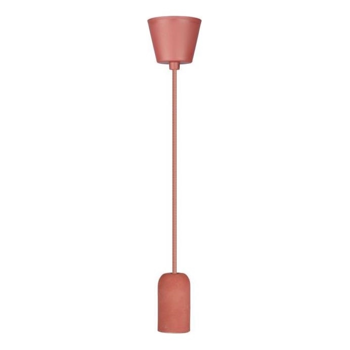 Strømkabel 1xE27/60W/230V beton/rød