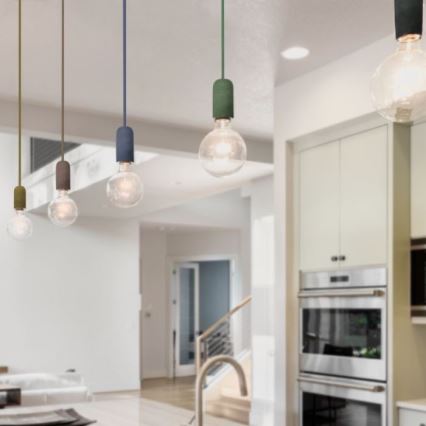 Strømkabel 1xE27/60W/230V beton/rød