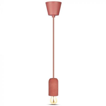 Strømkabel 1xE27/60W/230V beton/rød