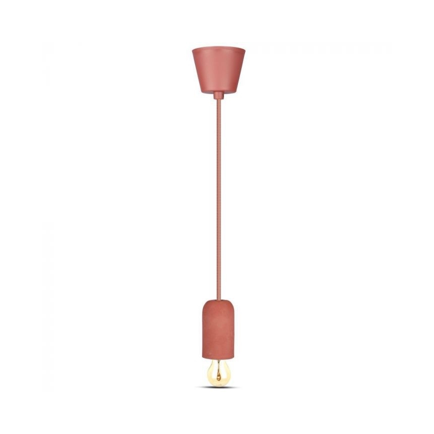 Strømkabel 1xE27/60W/230V beton/rød