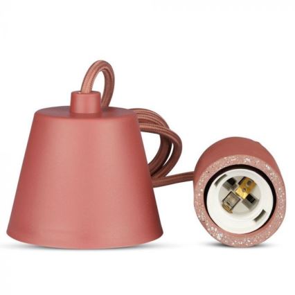 Strømkabel 1xE27/60W/230V beton/rød