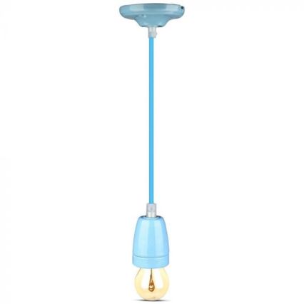 Strømkabel 1xE27/60W/230V blå/porcelæn