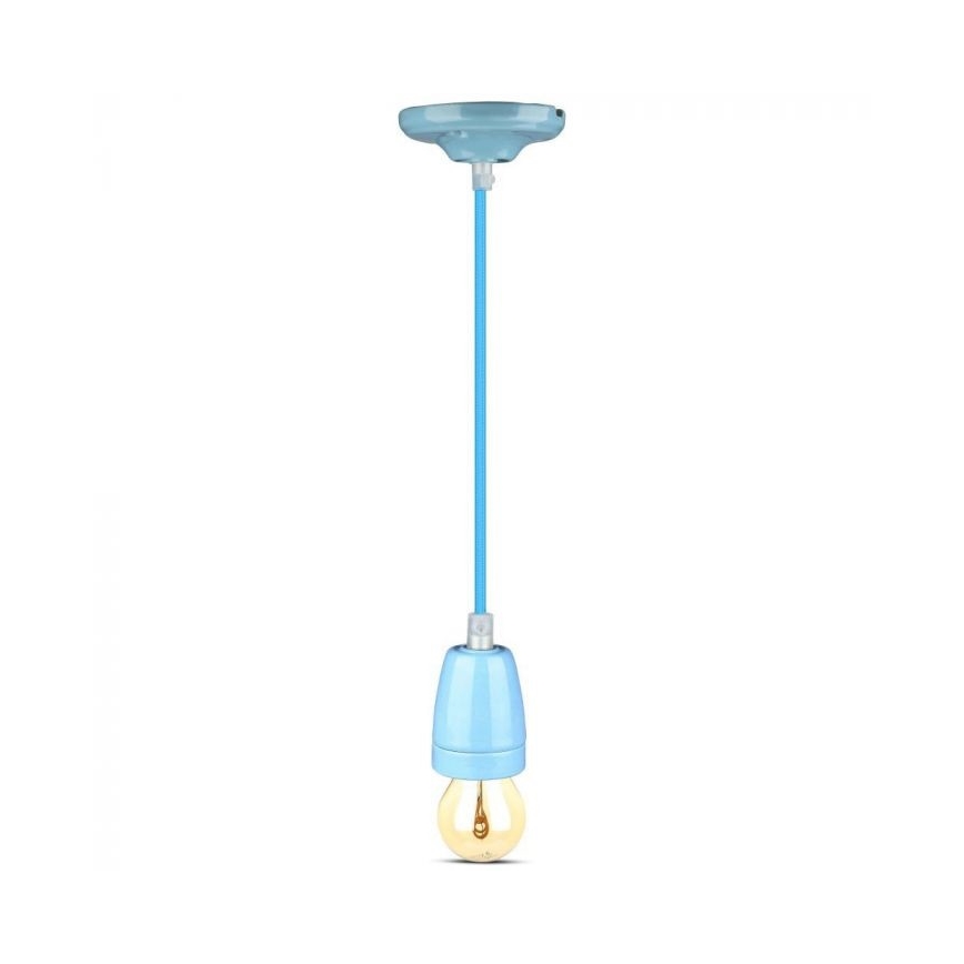 Strømkabel 1xE27/60W/230V blå/porcelæn