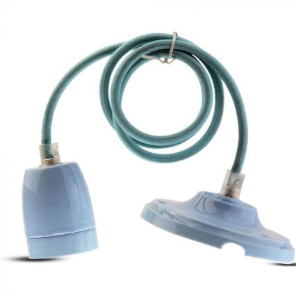 Strømkabel 1xE27/60W/230V blå/porcelæn