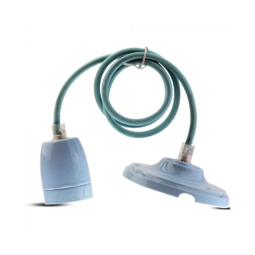 Strømkabel 1xE27/60W/230V blå/porcelæn