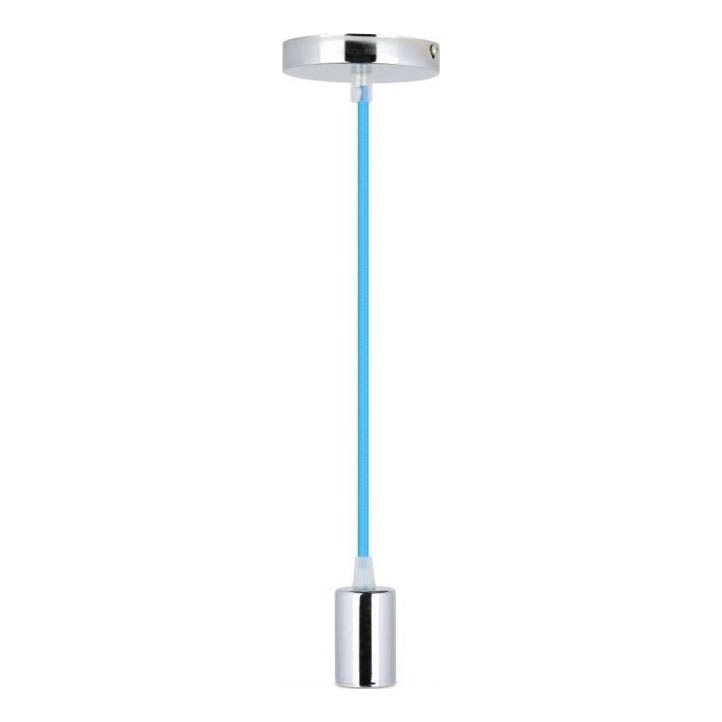 Strømkabel 1xE27/60W/230V blå/skinnende krom