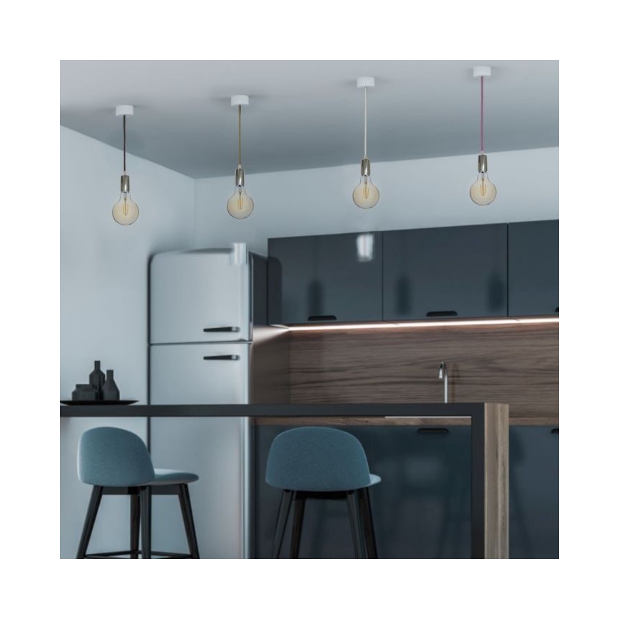 Strømkabel 1xE27/60W/230V blå/skinnende krom