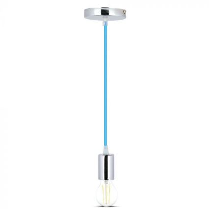 Strømkabel 1xE27/60W/230V blå/skinnende krom
