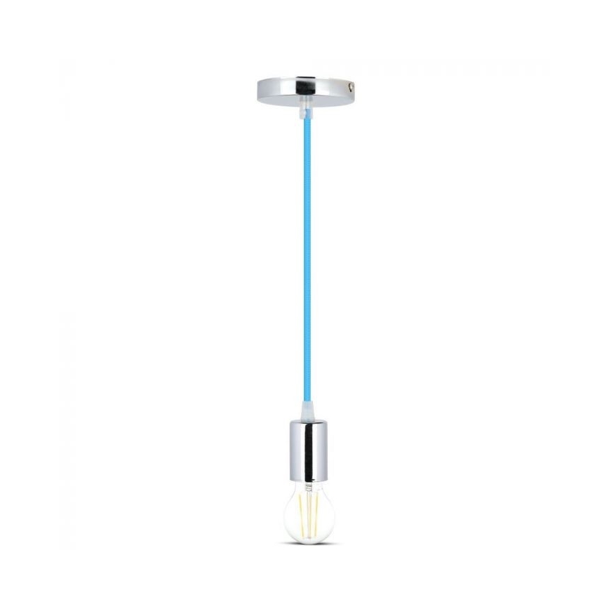 Strømkabel 1xE27/60W/230V blå/skinnende krom
