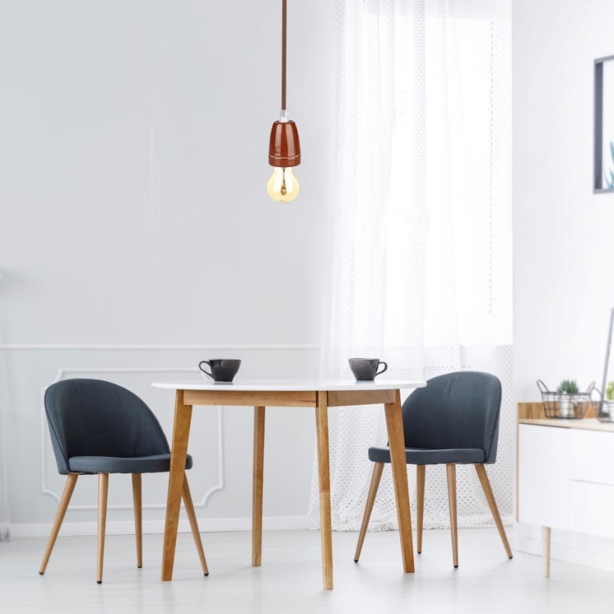 Strømkabel 1xE27/60W/230V brun/porcelæn