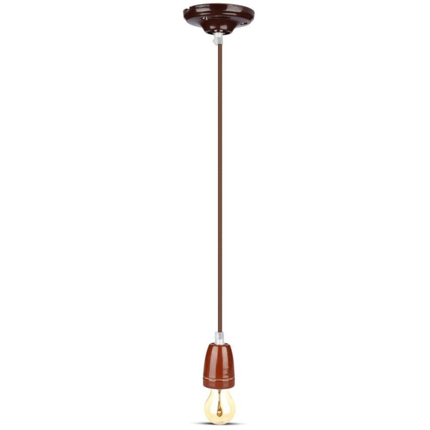 Strømkabel 1xE27/60W/230V brun/porcelæn