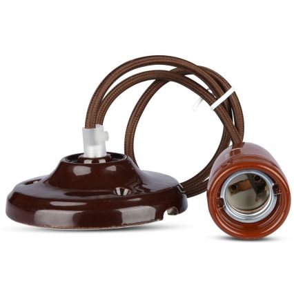 Strømkabel 1xE27/60W/230V brun/porcelæn
