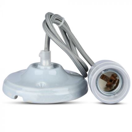 Strømkabel 1xE27/60W/230V grå/porcelæn