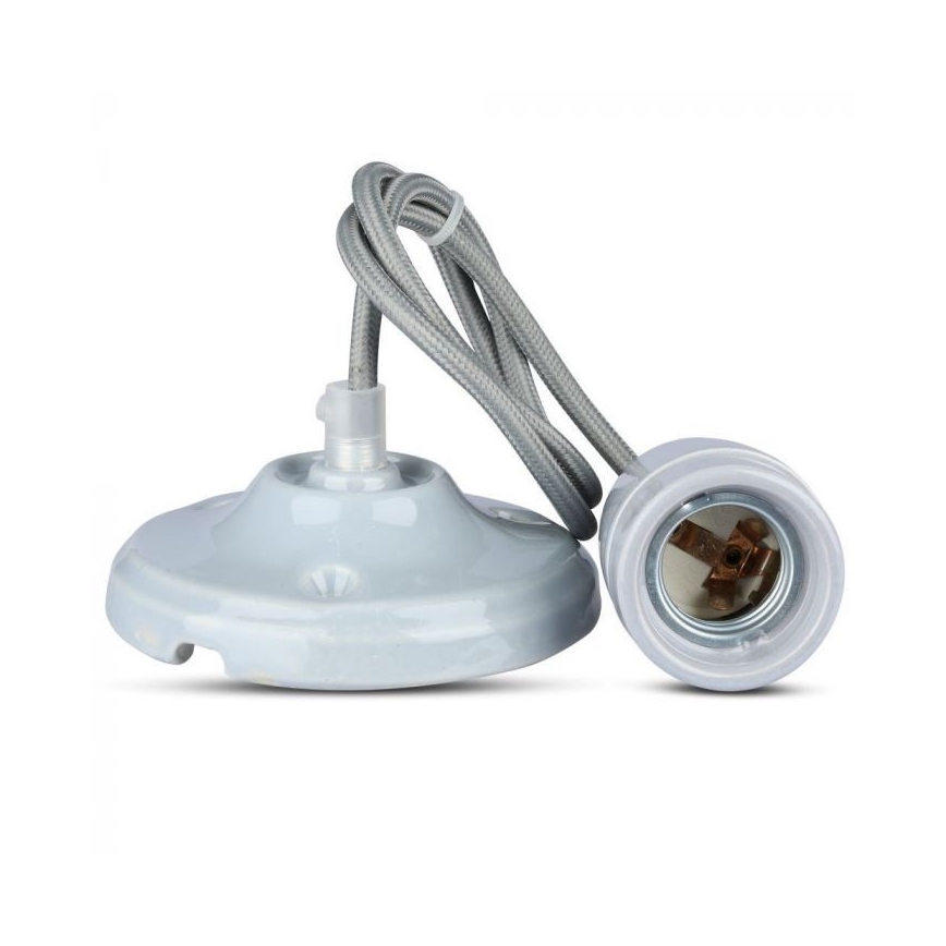 Strømkabel 1xE27/60W/230V grå/porcelæn