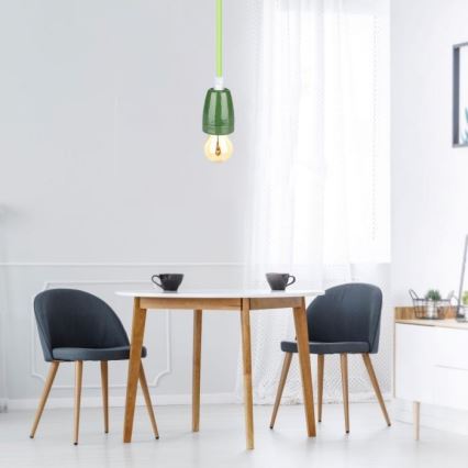 Strømkabel 1xE27/60W/230V grøn/porcelæn