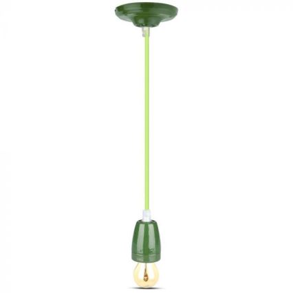 Strømkabel 1xE27/60W/230V grøn/porcelæn