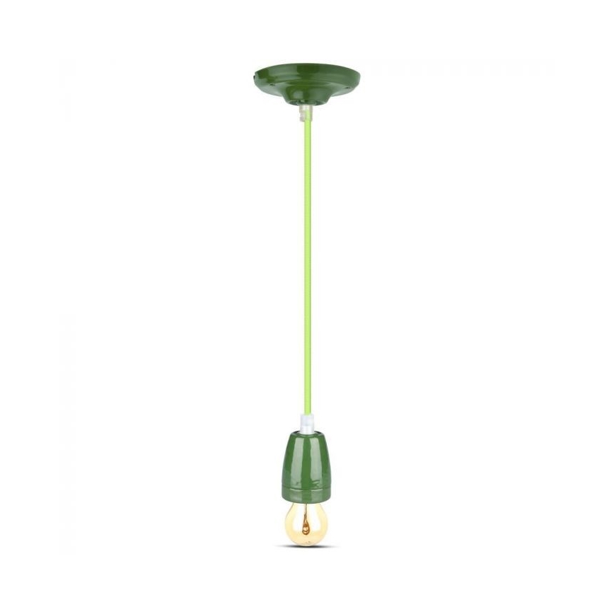 Strømkabel 1xE27/60W/230V grøn/porcelæn